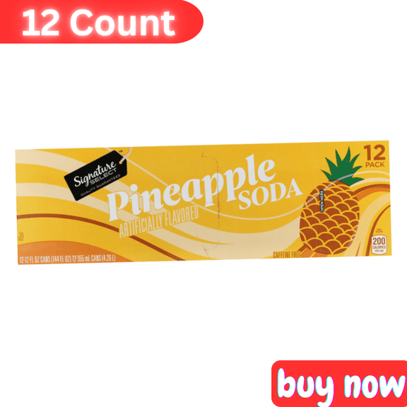 Signature SELECT Soda, Pineapple, 12 fl oz, 12-Count Tropical Flavored Sparkling Beverage, Family Pack