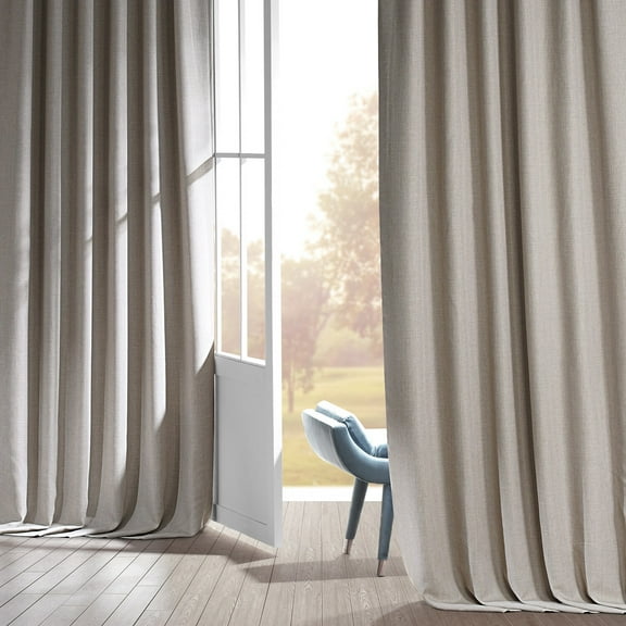 Signature Safari Tan Faux Linen Blackout Curtain (1 Panel), Safari Tan, 50W X 96L