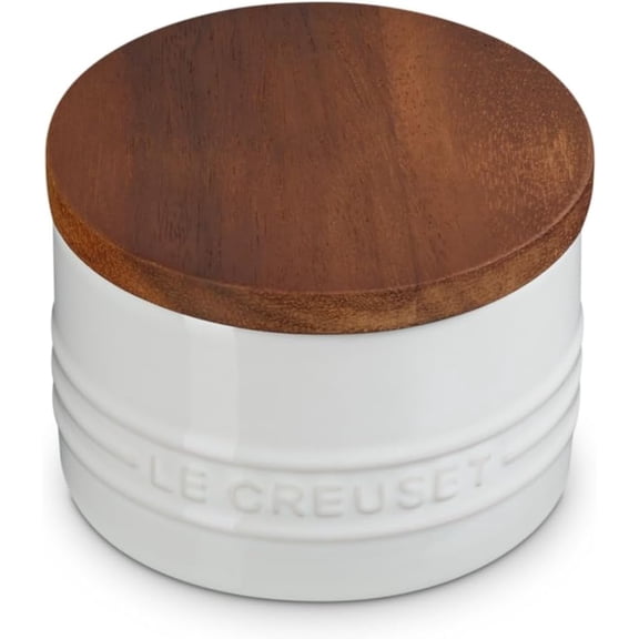 Signature Salt Cellar and Stora Canister with Wood Lid, 7 oz., White