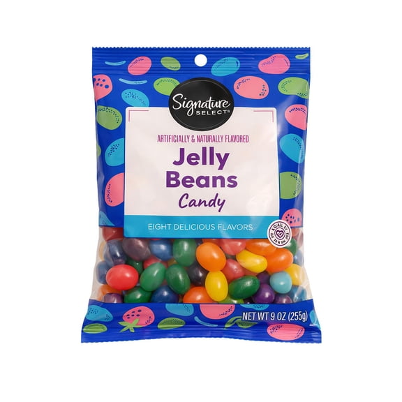 Signature Select Jelly Beans Candy, Assorted Fruit Flavors, 8 Flavor Mix, 9 oz Bag