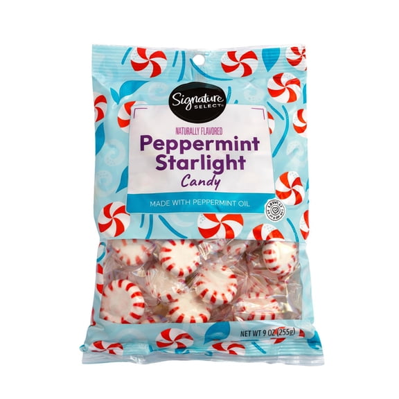 Signature Select Peppermint Starlight Hard Candy, 9 oz Bag