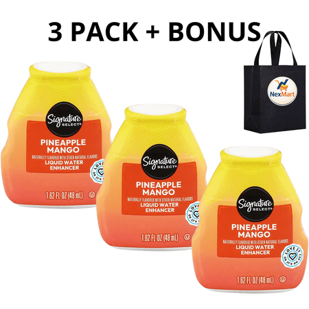 Signature Select Pineapple Mango Liquid Water Enhancer, 1.62 fl oz, 3-Pack + BONUS
