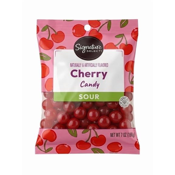 Signature Select Sour Cherry Candy, 7 oz Bag