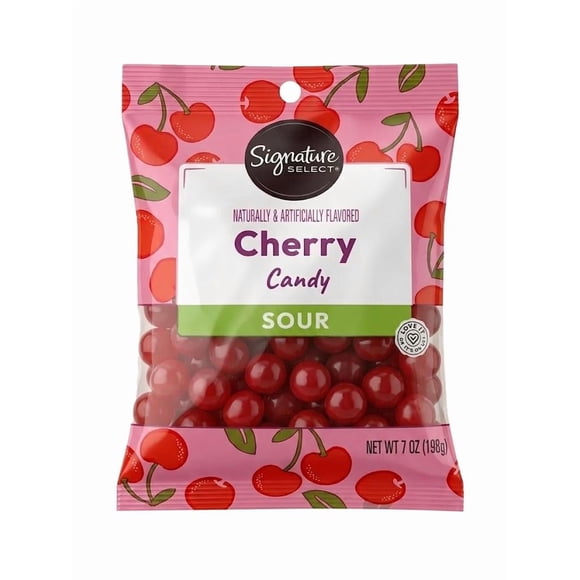Signature Select Sour Cherry Candy, 7 oz Bag