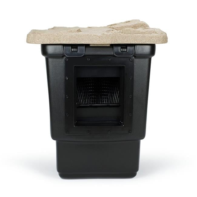 Signature Series 1000 Black Pond Skimmer with Faux Rock Lid