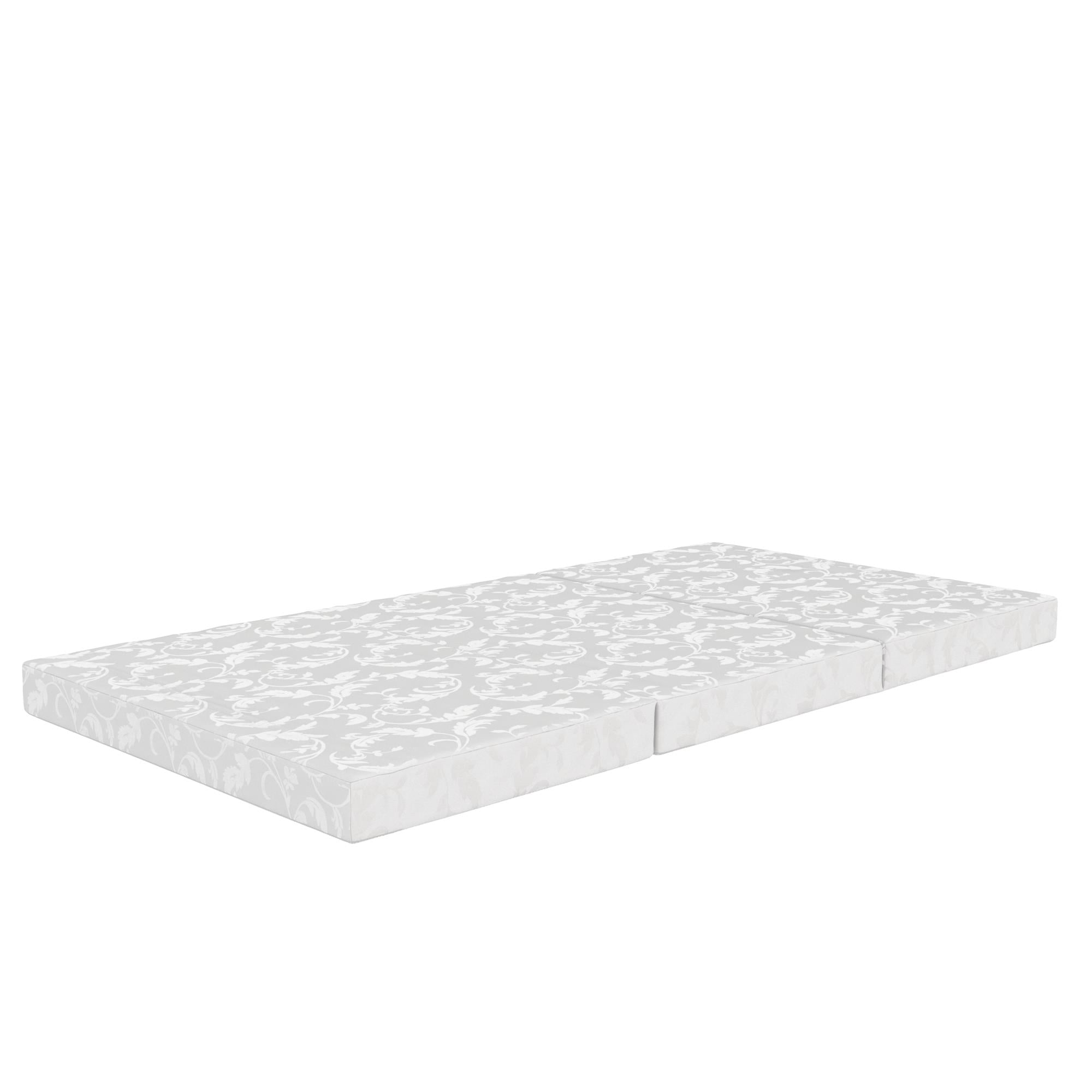 Twin White Floral 4-Inch Tri-Fold Innerspring Mattress