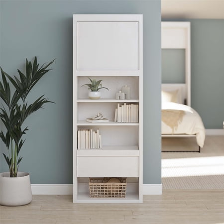 Signature Sleep Murphy Wall Bed Side Cabinet with Pullout Nightstand Ivory Oak
