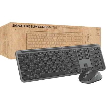 Signature Slim MK955 for Business Wireless Keyboard and Mouse Combo Quiet Typing Secure Receiver Bluetooth Globally Certified Windows/Mac/Chrome/Linux - Graphite