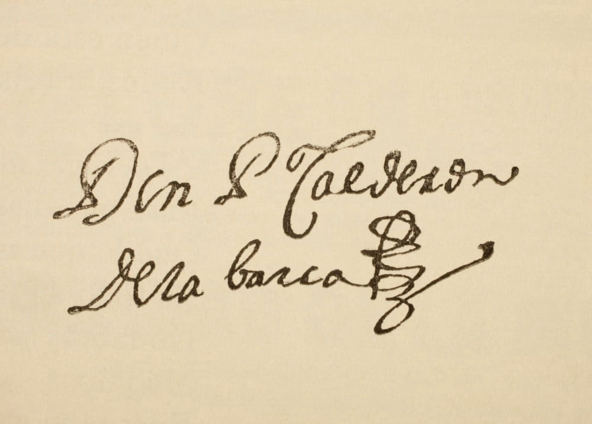 Signature Of Spanish Dramatist Pedro Calder-n De La Barca Born 1600 Died 1681 From La Ilustracion Espaola Y Americana Of 1881 Canvas Art - Ken Welsh Design Pics (17 x 12)