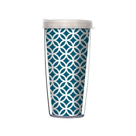 Signature Tumblers 02-ROA8-R LID Travel Tumbler, Blue Roundabout, Plastic, 16-oz.
