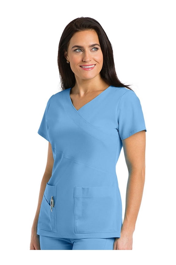 Signature by Grey's Anatomy™ Women's Mock Wrap Solid Scrub Top