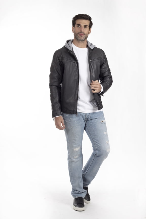 Signature by Lee. Men's faux leather hoodie
