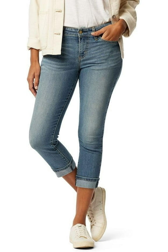 Signature by Levi Strauss & Co. Gold Label Women's Mid-Rise Slim Fit Capris (Standard and Plus), Blue Ice-Waterless, 12