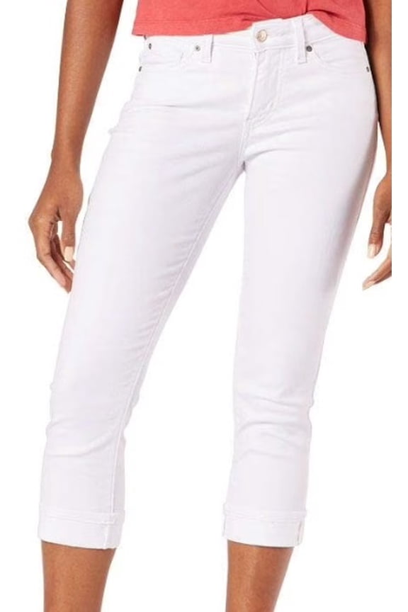 Signature by Levi Strauss & Co. Gold Women's Mid-Rise Slim Fit Capris, White Dove, Size 24