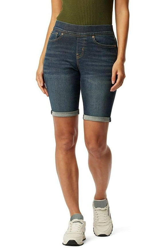 Signature by Levi Strauss & Co. Gold Women's Totally Shaping Pull on Bermuda Shorts, Sea and Sky, 4