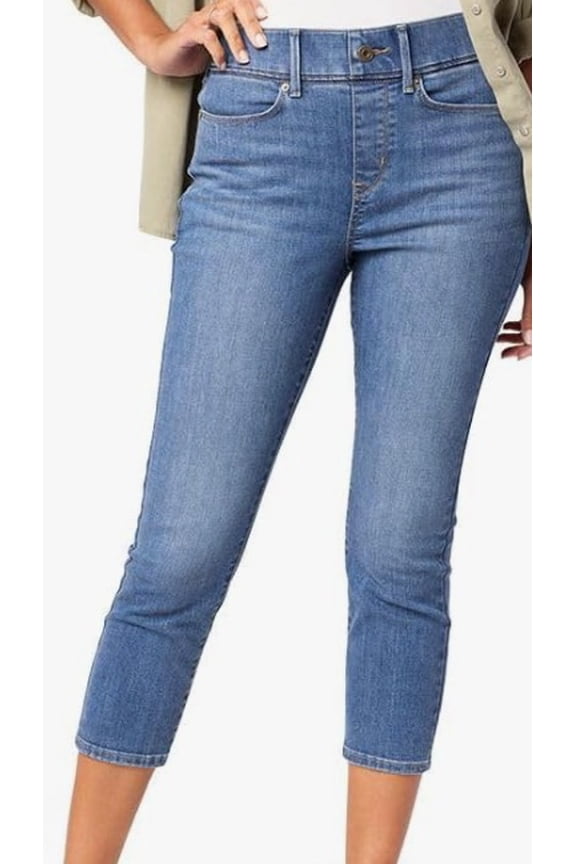 Signature by Levi Strauss & Co. Gold Women's Totally Shaping Ultimate Pull-on Mid-Rise Super Stretch Capri, Stellar Vision Denim - Size 24