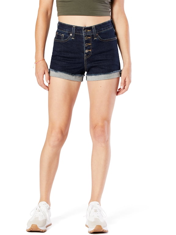 Signature by Levi Strauss & Co. Juniors' High Rise Button Fly Shortie Shorts