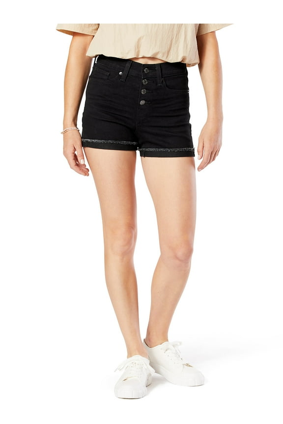 Signature by Levi Strauss & Co. Juniors' High Rise Button Fly Shortie Shorts
