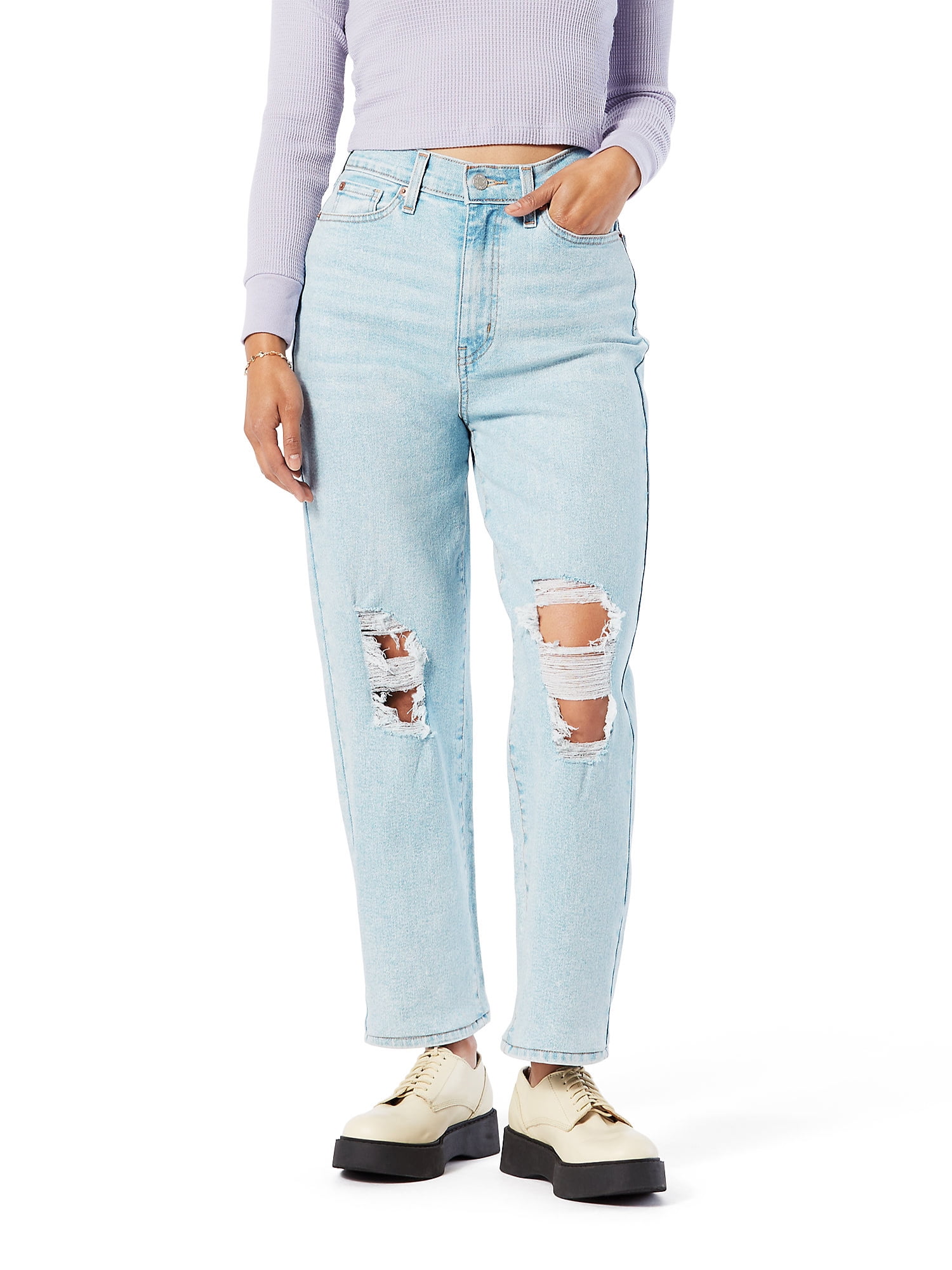 Bore Lee Inspiration Signature by Levi Strauss & Co. Juniors' Ultra High Rise '90s Straight Fit  Jeans - Walmart.com