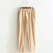 LEVI STRAUSS SIGNATURE DkinJom Spring/Summer， Women's Pants， Cotton Linen， Elastic Waist， Harem Pants， Solid Colon Ankle Pants