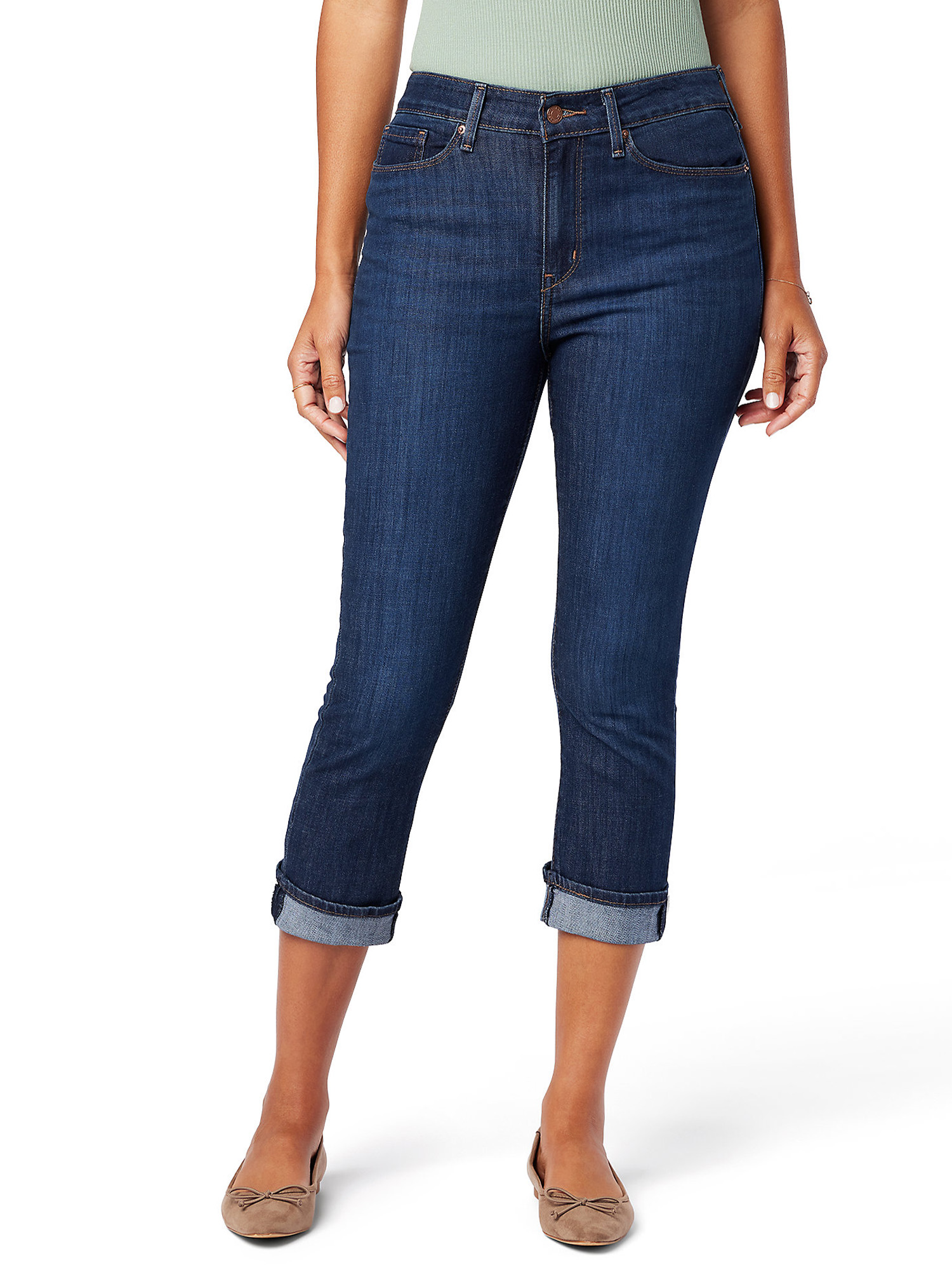 Signature by Levi Strauss & Co. Women's and Women's Plus Mid Rise Capri Jeans, Sizes 0-28 - image 1 of 5