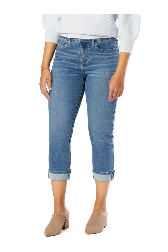 Women's and Women's Plus Mid Rise Capri Jeans, 25" Inseam, Sizes 2-28