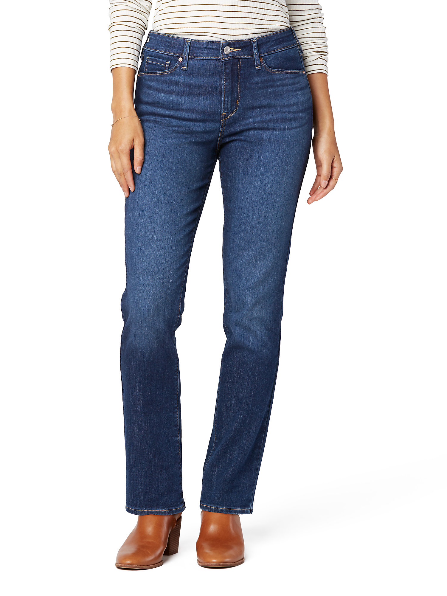 Signature by Levi Strauss & Co. Women's and Women's Plus Size Mid Rise Modern Straight Jeans, Sizes 2-28 - image 1 of 3