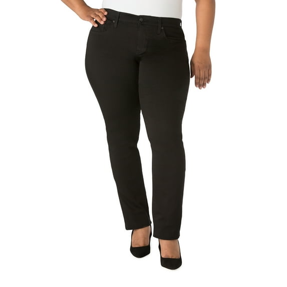 Signature by Levi Strauss & Co. Women's and Women's Plus Size Mid Rise Modern Straight Jeans