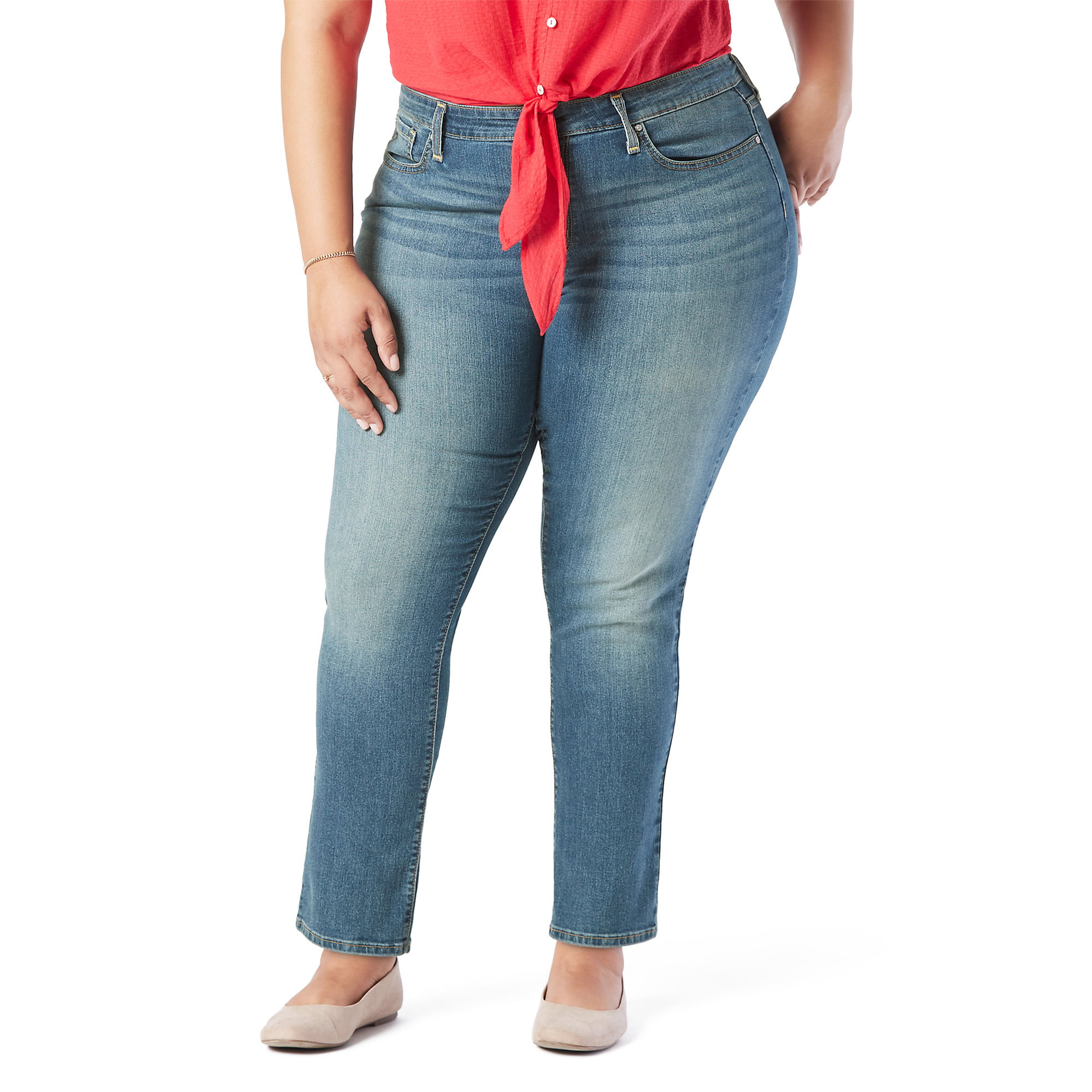 Signature by Levi Strauss & Co. Women's and Women's Plus Size Mid Rise Modern Straight Jeans -