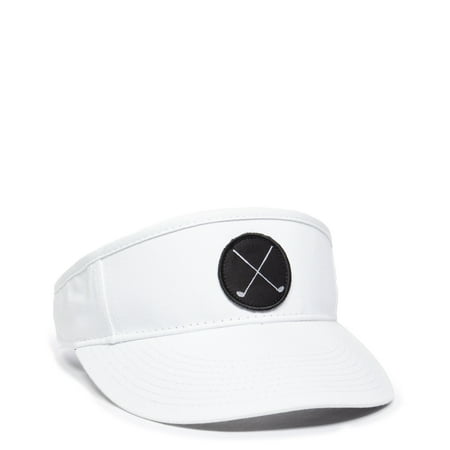 Signatures Crossed Golf Clubs Structured Visor, White, Adult