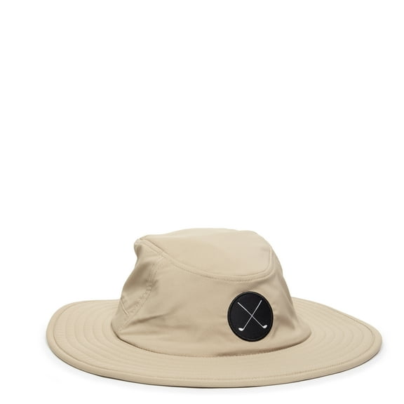 Signatures Crossed Golf Clubs Wide Brim Sun Hat, Boonie Golf Hat, Floatable Brim, One Size, Adult, Khaki