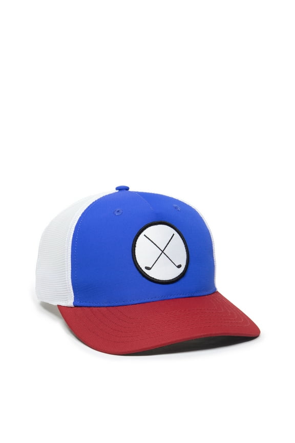 Trucker Golf Hat, Men's Structured Crossed Golf Clubs Baseball Hat, Snapback, One Size, Adult, Red/White/Blue