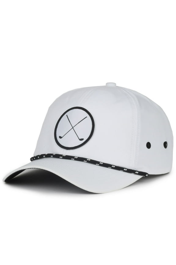 Performance Golf Hat, Crossed Golf Clubs Baseball Cap, Adjustable, One Size, Adult, White