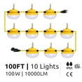Signaworks 3 Prong 100ft 10 Light LED Construction String Lights 100W