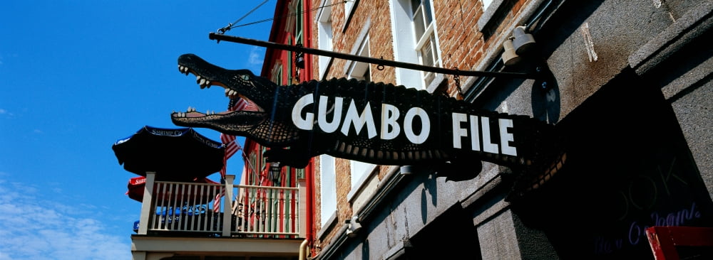 Signboard outside of a restaurant Gumbo File restaurant French Market French Quarter New Orleans Louisiana USA Canvas Art - Panoramic Images (36 x 12)