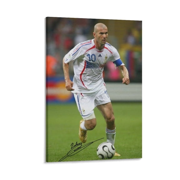 Signed by Zinedine Zidane Canvas Poster Canvas Art Poster and Wall Art Picture Print Modern Family bedroom Decor Posters 16x24inch(40x60cm)