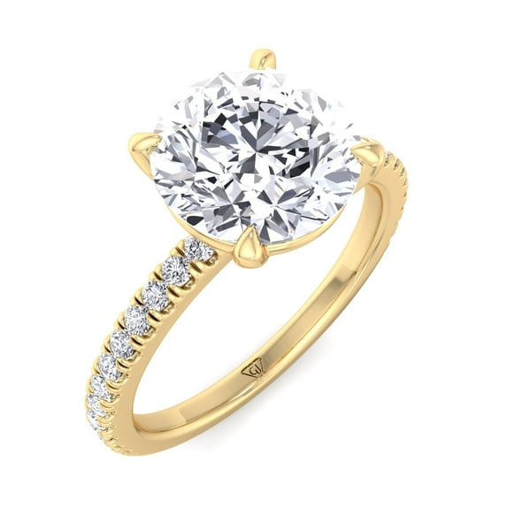 Signer - Round Cut Diamond Ring with Sidestones