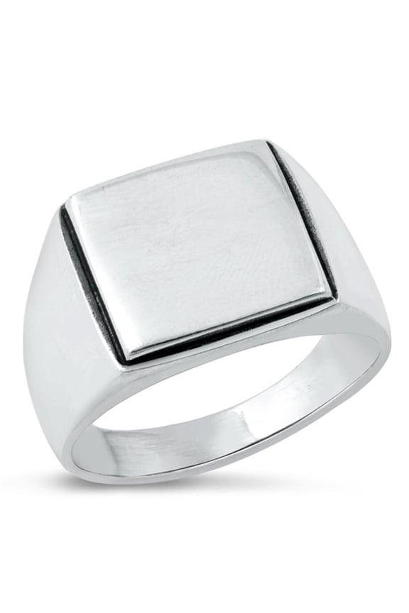 Signet Ring .925 Sterling Silver Square Band Jewelry Female Male Unisex Size 8