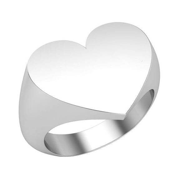 Signet Rings for Men Heart Engraved Men's Silver Ring