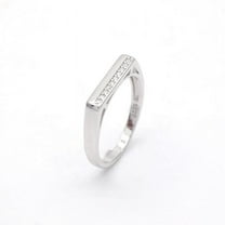 Signet Thin Rectangular Women's Engagement Ring 1.6 Ct Diamond 14K White Gold Over