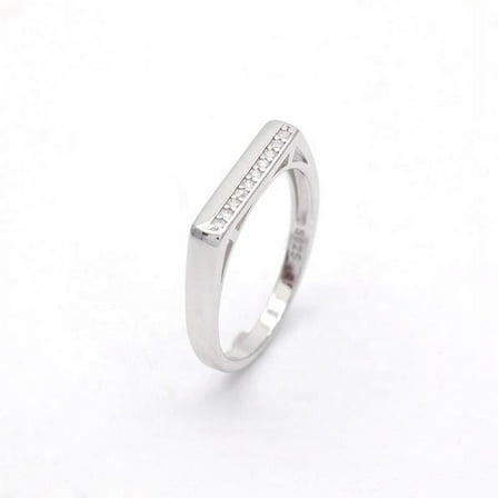 Signet Thin Rectangular Women's Engagement Ring 1.6 Ct Diamond 14K White Gold Over