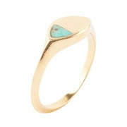 Signet Triangle Turquoise and Bronze Ring