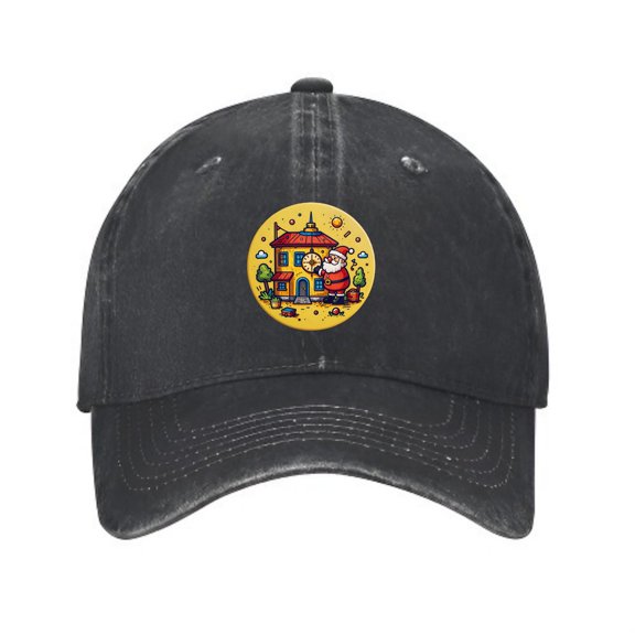 Signetis Santa Building Time Machine Baseball Cap, Washed Cotton Dad Hat