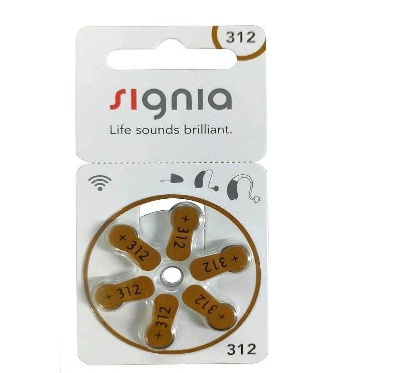 Signia Hearing Aid Battery Size 312, Pack of 30 Batteries