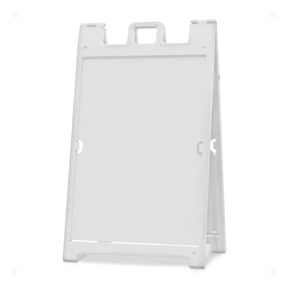 Signicade Deluxe A Frame Sidewalk Curb Sign Portable Folding Double Sided Display with Quick System for Store Signs, White