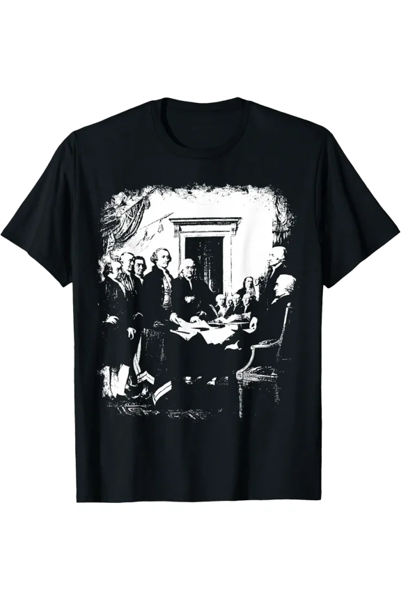 Signing Declaration Independence Fourth July Graphic T-Shirt