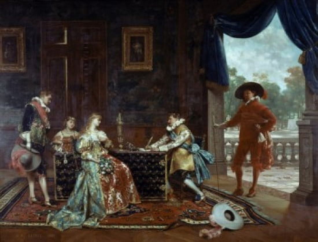 Signing a Marriage Contract at Court Of Louis XIV 1881 Adolphe Alexandre Lesrel (1839-1929 French) Oil On Canvas Canvas Art - Adolphe Alexandre Lesrel (18 x 24)