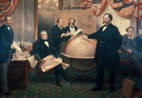 Signing of the Alaskan Treaty by Emanual Gottlieb Leutze (1816-1868) 1867 Canvas Art - Emanual Gottlieb (24 x 36)