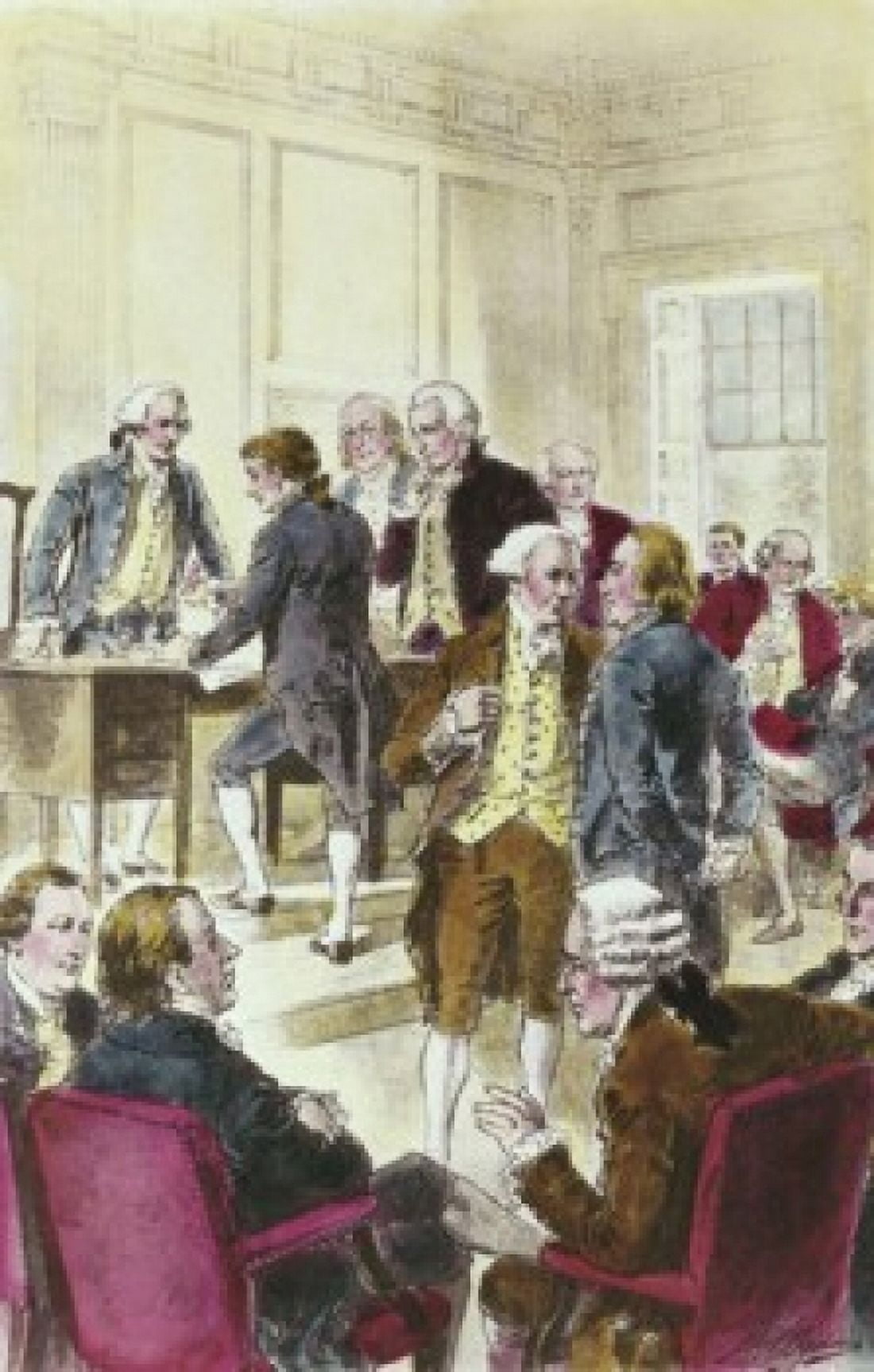 Signing the Declaration of Independence July 4th 1776 Henry Alexander Ogden (1856-1936 American) Canvas Art - Henry Alexander Ogden (18 x 24)