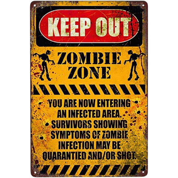 Signkeep Out, Zombie Zone Metal Sign Warning Sign Safety Signs For Home Outdoor Garden 8x12 Inches